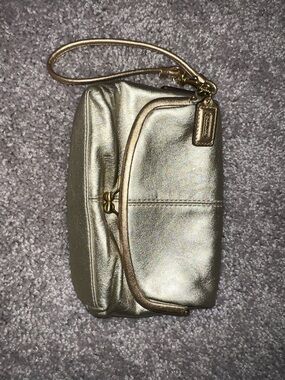 Coach Metallic Gold Wristlet Clutch Y2K